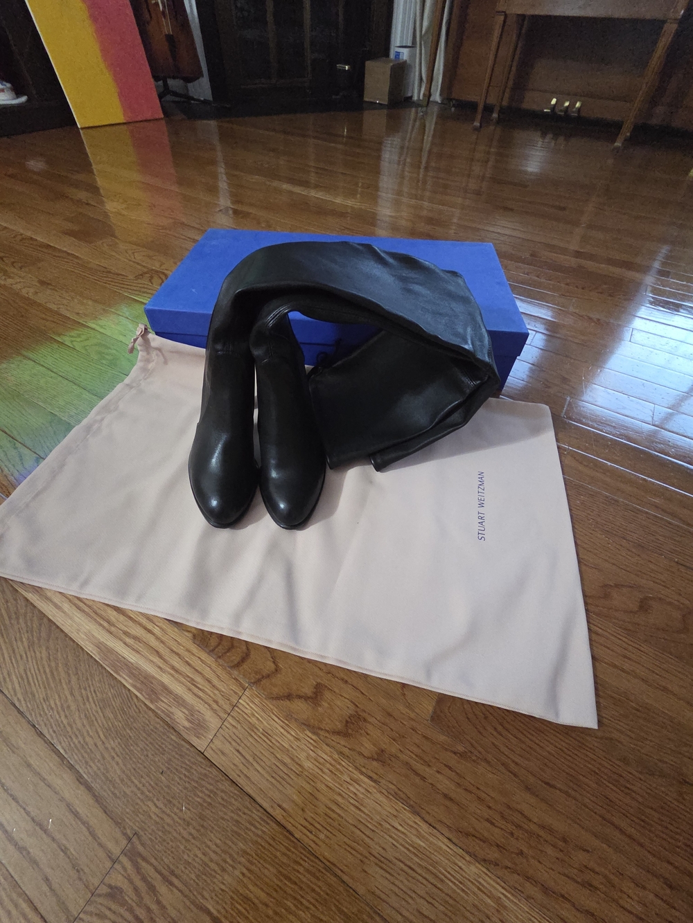 Stuart Weitzman Black Over-the-Knee Leather Boots - Picture 11 of 15